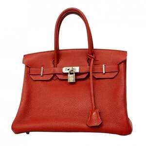 Hermes Birkin 30 Togo Leather Handbag, Rouge Vif, □K Stamp, Ladies', P2881404